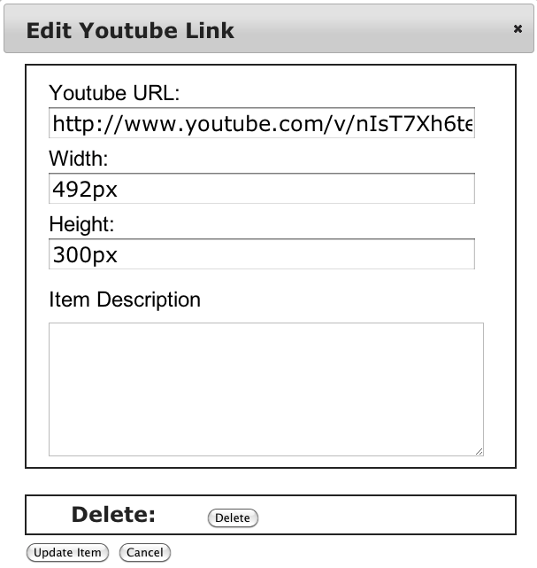 Youtube Edit Dialog Box Example